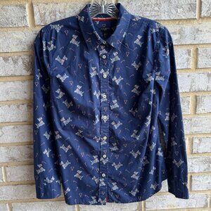 Talbots Long Sleeve Button Up Christmas Scotty Shirts Women's Size SP.